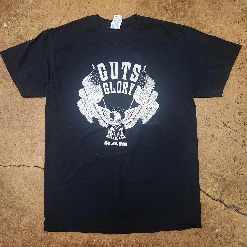 Men's Dodge RAM Black Graphic T-Shirt Guts And Glory Size Medium Ram Auto Macho